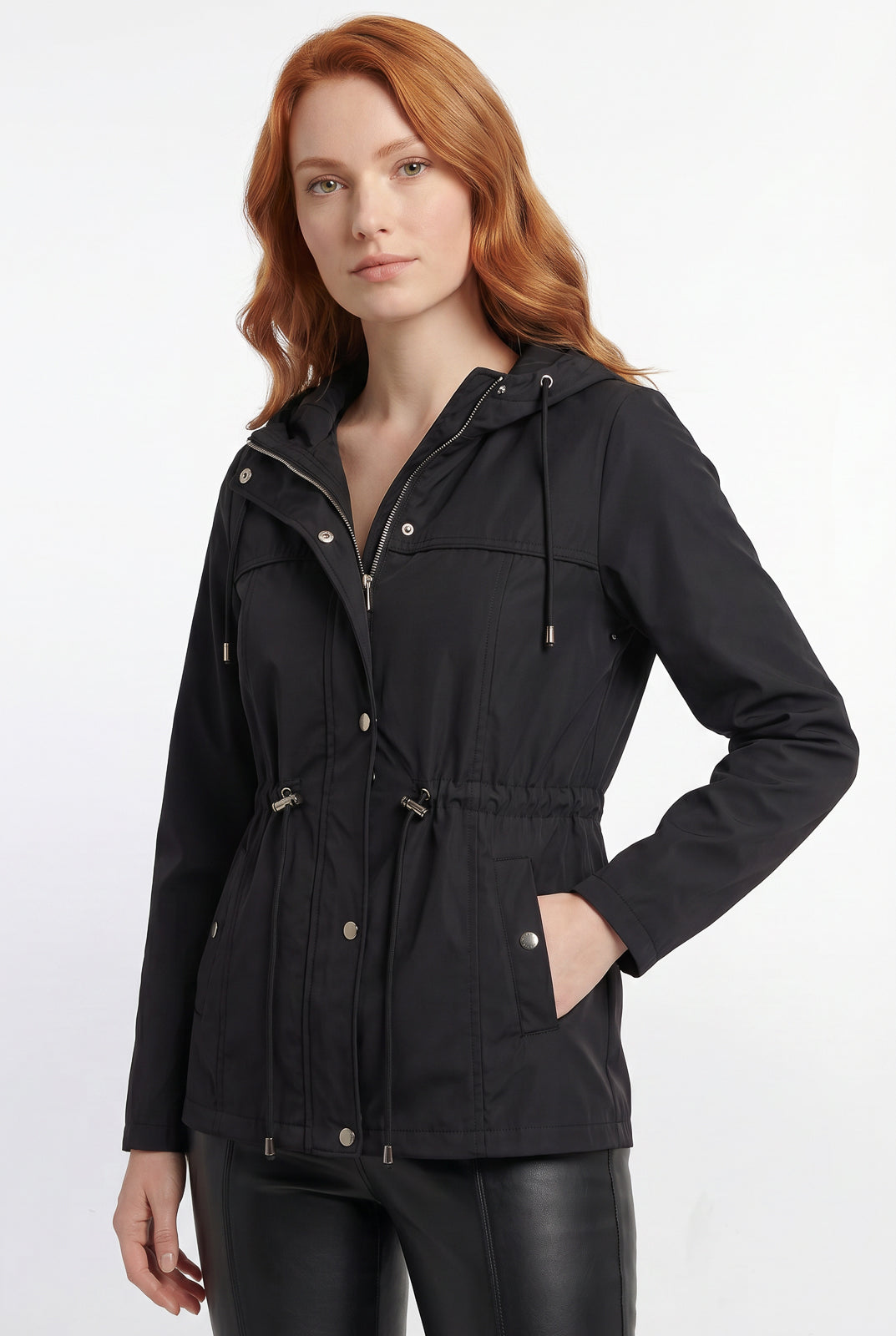 Parka feminina nylon com capuz removível 61168
