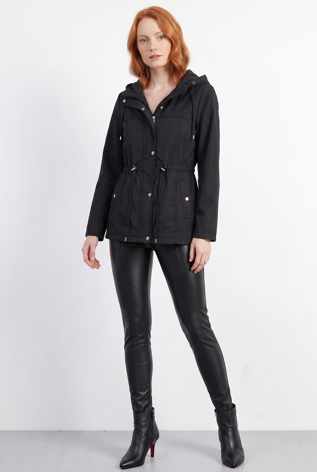 Parka feminina nylon com capuz removível 61168