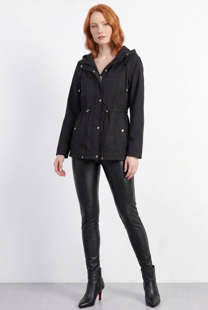 Parka feminina nylon com capuz removível 61168