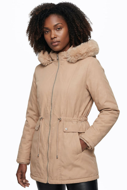 Parka feminina resinada dupla face com pelo 61469