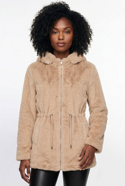 Parka feminina resinada dupla face com pelo 61469