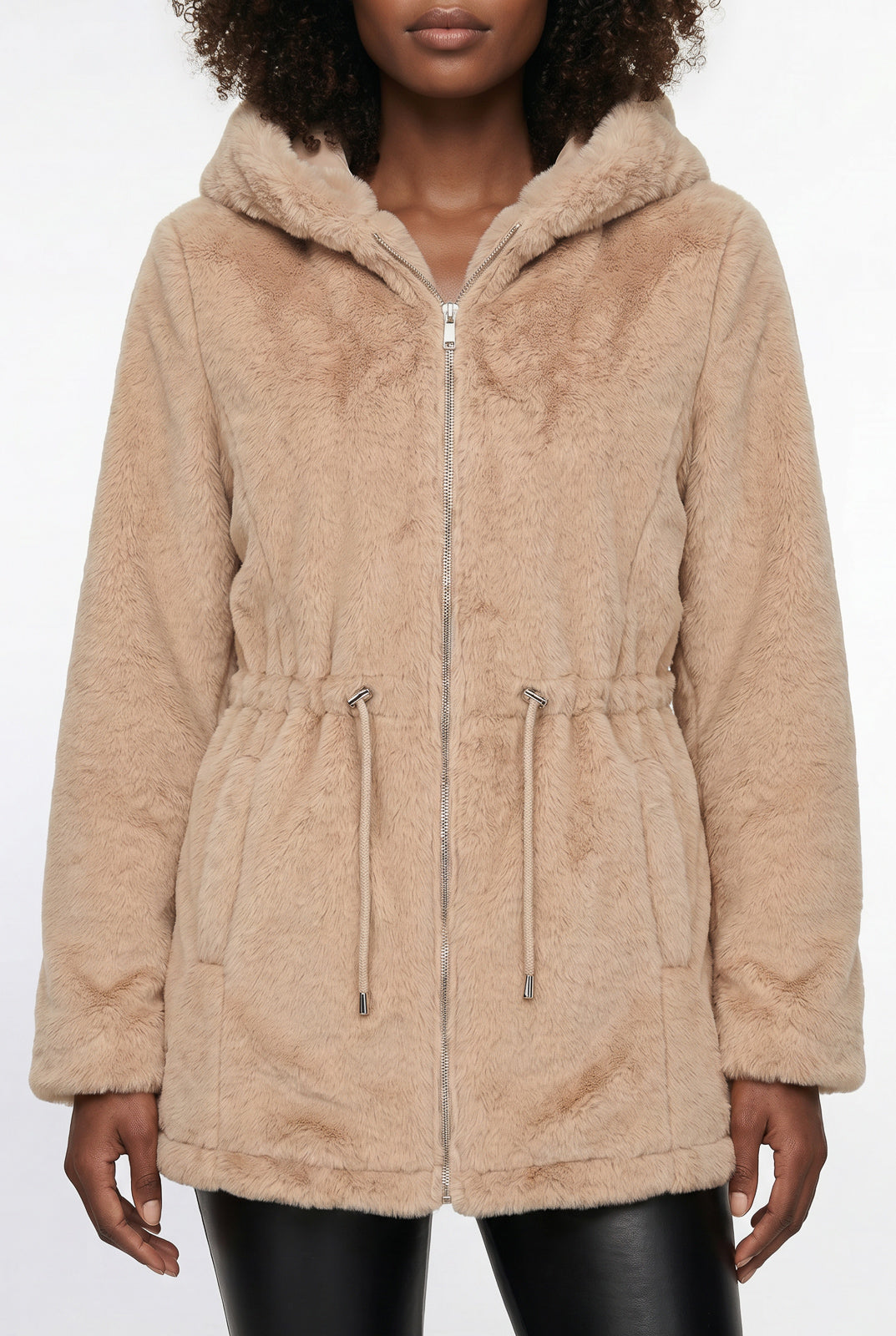 Parka feminina resinada dupla face com pelo 61469