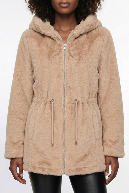 Parka feminina resinada dupla face com pelo 61469