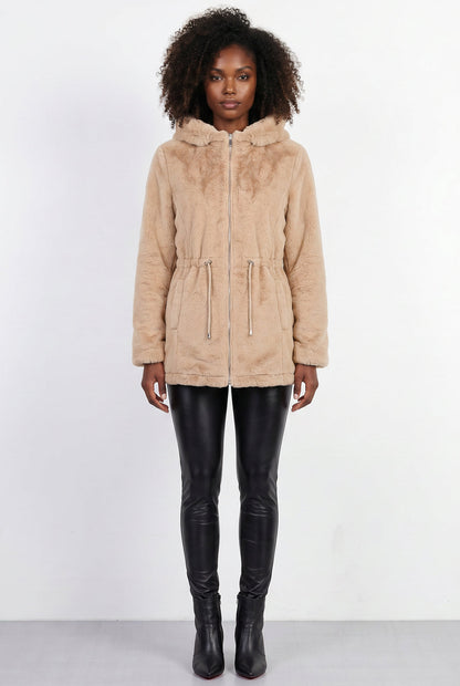 Parka feminina resinada dupla face com pelo 61469