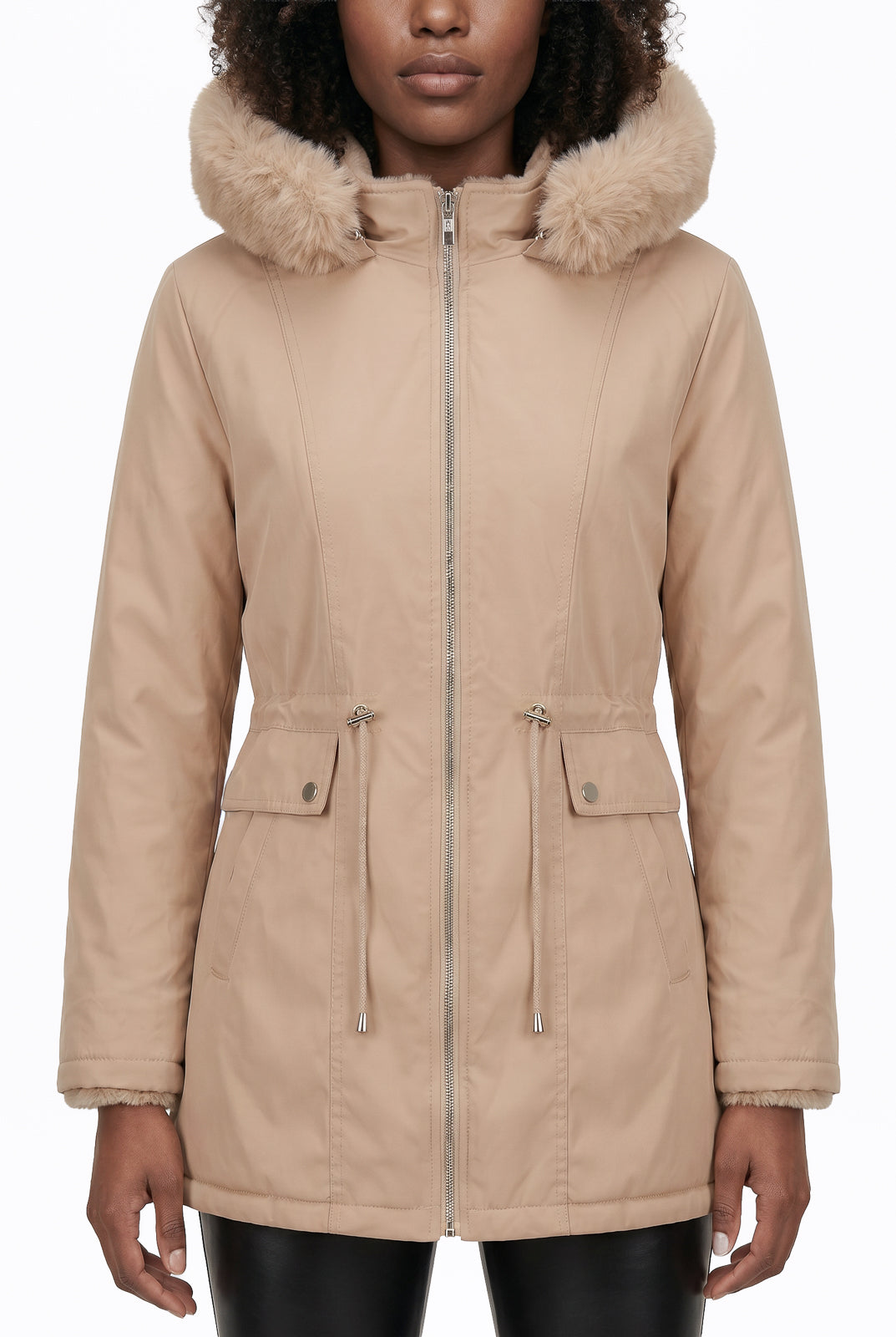Parka feminina resinada dupla face com pelo 61469