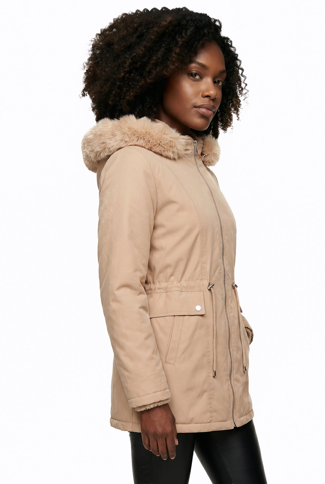 Parka feminina resinada dupla face com pelo 61469