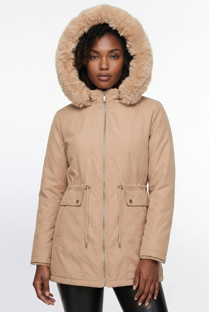 Parka feminina resinada dupla face com pelo 61469