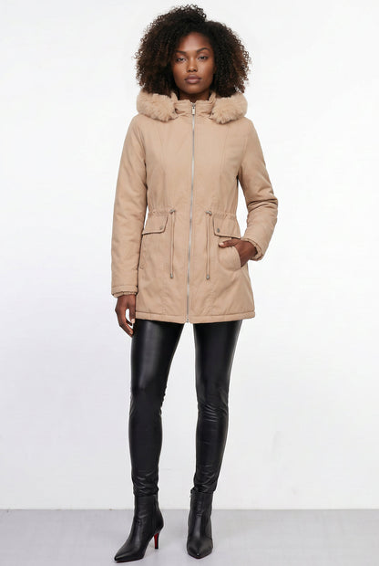 Parka feminina resinada dupla face com pelo 61469