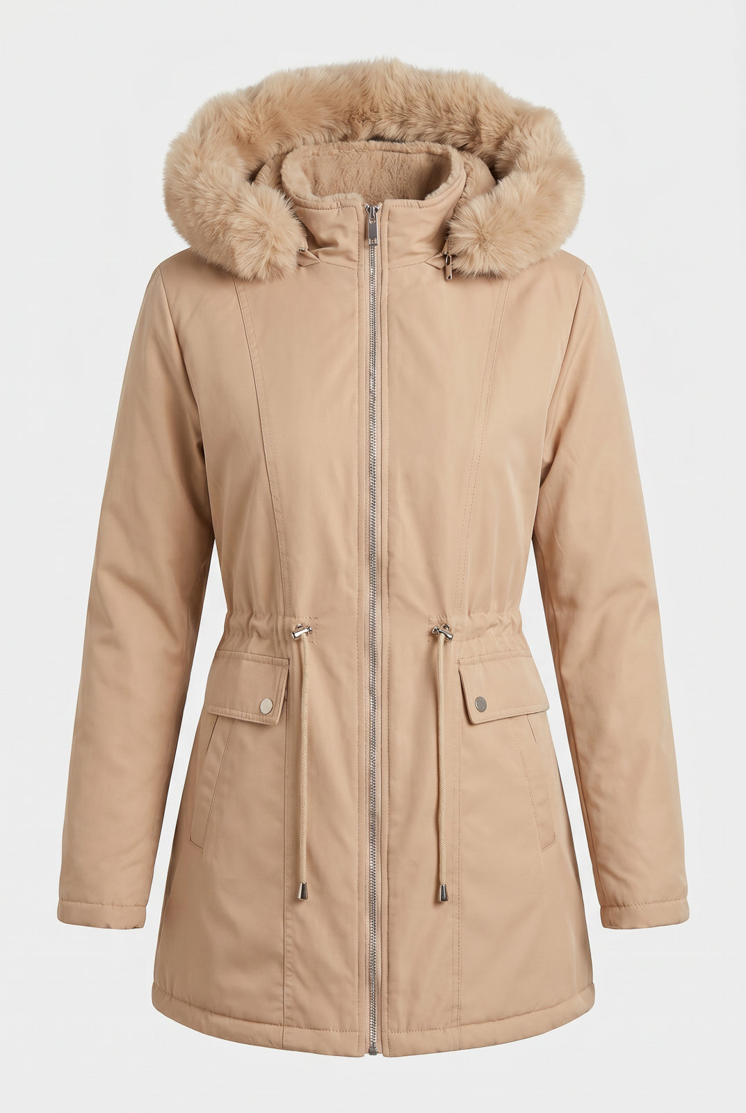Parka feminina resinada dupla face com pelo 61469