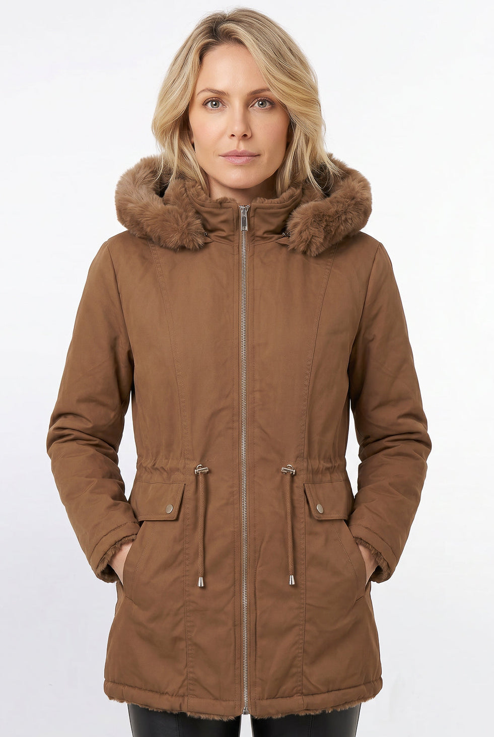 Parka feminina resinada dupla face com pelo 61469