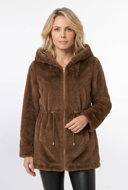 Parka feminina resinada dupla face com pelo 61469