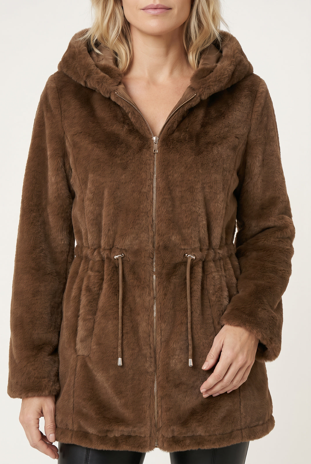 Parka feminina resinada dupla face com pelo 61469