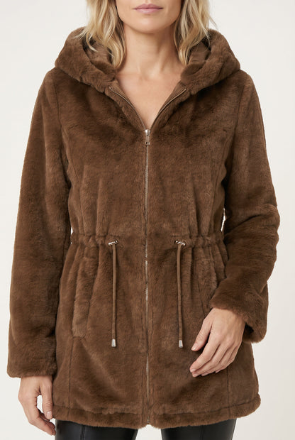 Parka feminina resinada dupla face com pelo 61469