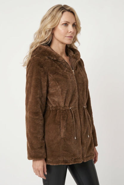 Parka feminina resinada dupla face com pelo 61469