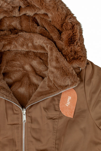 Parka feminina resinada dupla face com pelo 61469