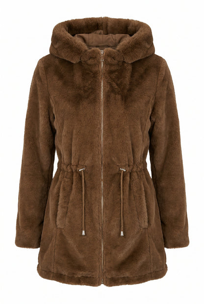 Parka feminina resinada dupla face com pelo 61469