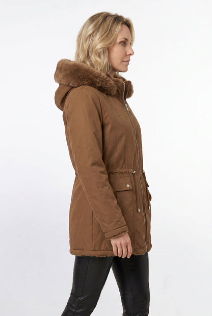 Parka feminina resinada dupla face com pelo 61469