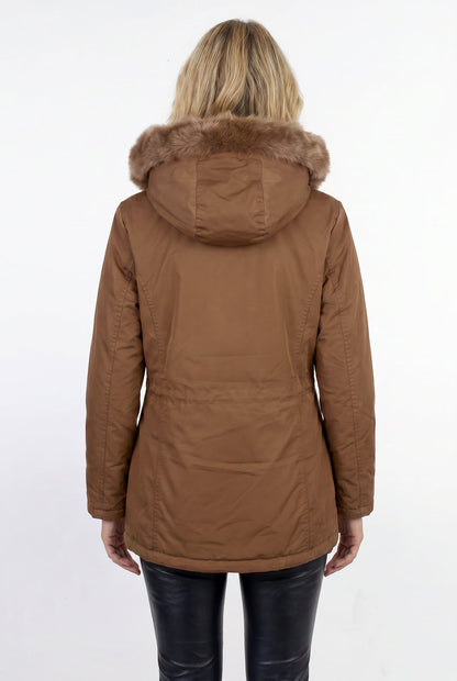 Parka feminina resinada dupla face com pelo 61469