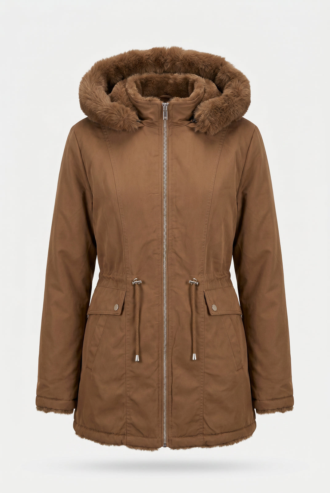 Parka feminina resinada dupla face com pelo 61469