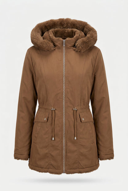 Parka feminina resinada dupla face com pelo 61469