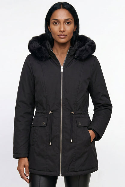 Parka feminina resinada dupla face com pelo 61469