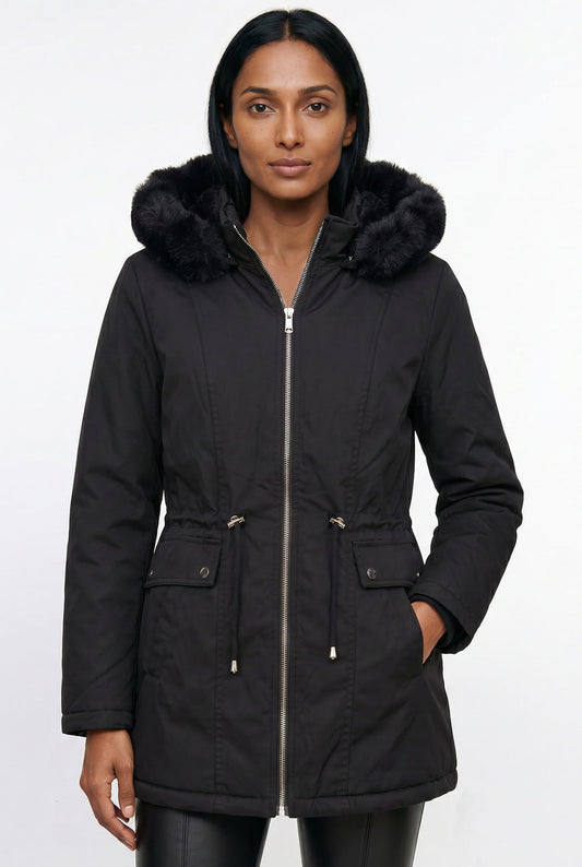 Parka feminina resinada dupla face com pelo 61469