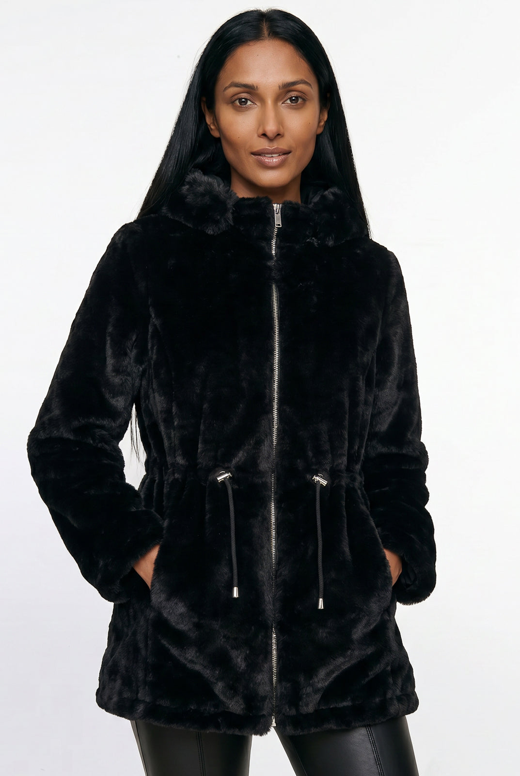 Parka feminina resinada dupla face com pelo 61469