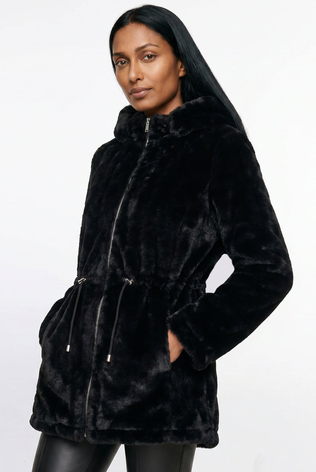 Parka feminina resinada dupla face com pelo 61469