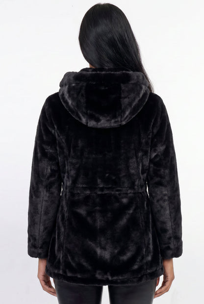 Parka feminina resinada dupla face com pelo 61469
