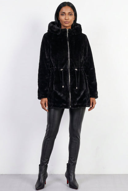 Parka feminina resinada dupla face com pelo 61469