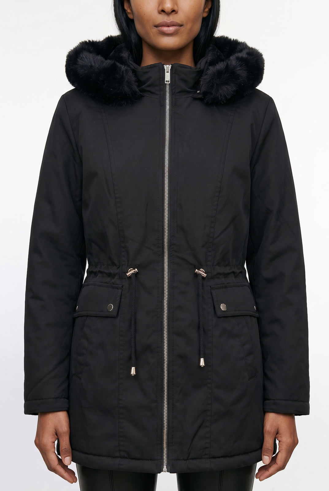 Parka feminina resinada dupla face com pelo 61469