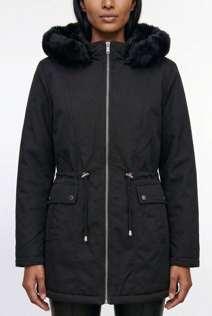 Parka feminina resinada dupla face com pelo 61469