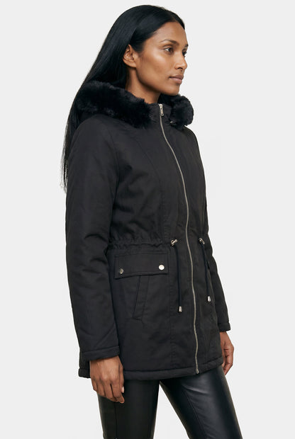 Parka feminina resinada dupla face com pelo 61469
