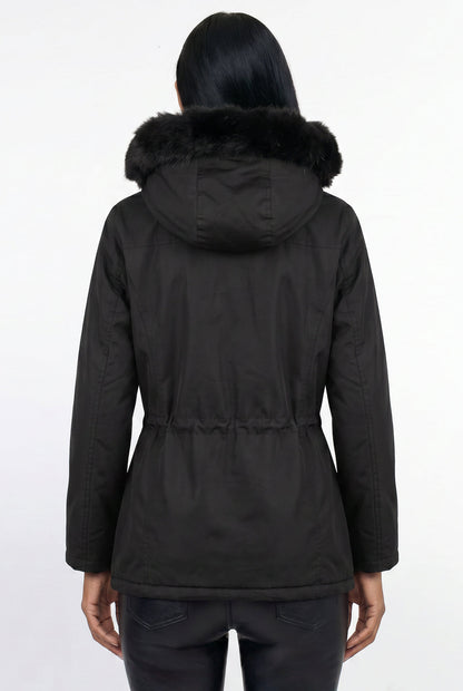 Parka feminina resinada dupla face com pelo 61469