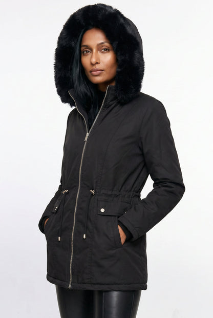 Parka feminina resinada dupla face com pelo 61469
