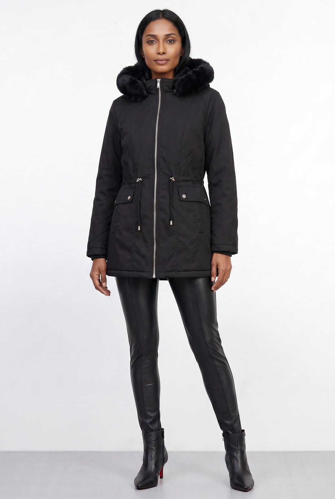 Parka feminina resinada dupla face com pelo 61469
