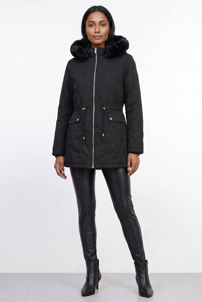 Parka feminina resinada dupla face com pelo 61469