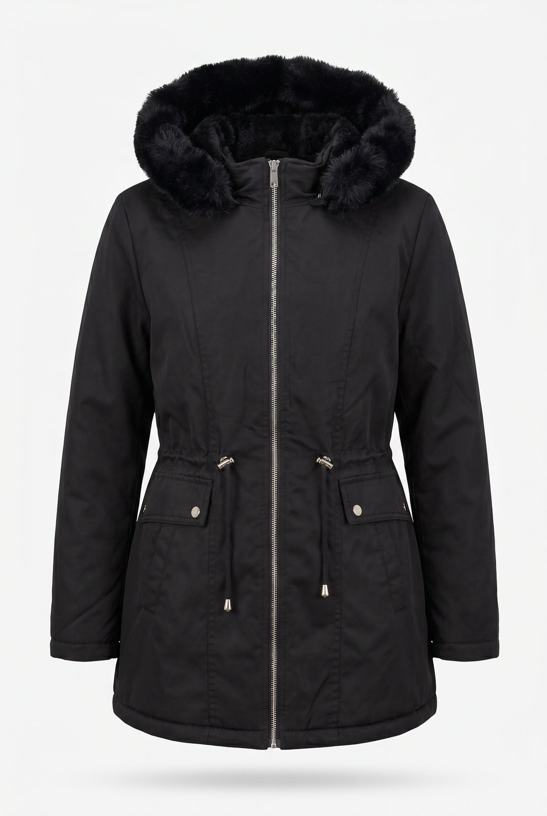 Parka feminina resinada dupla face com pelo 61469