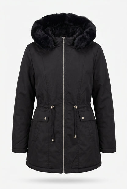 Parka feminina resinada dupla face com pelo 61469