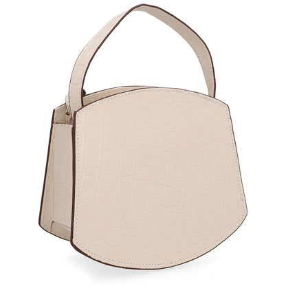 Bolsa Tote Couro Croco Creme Casual