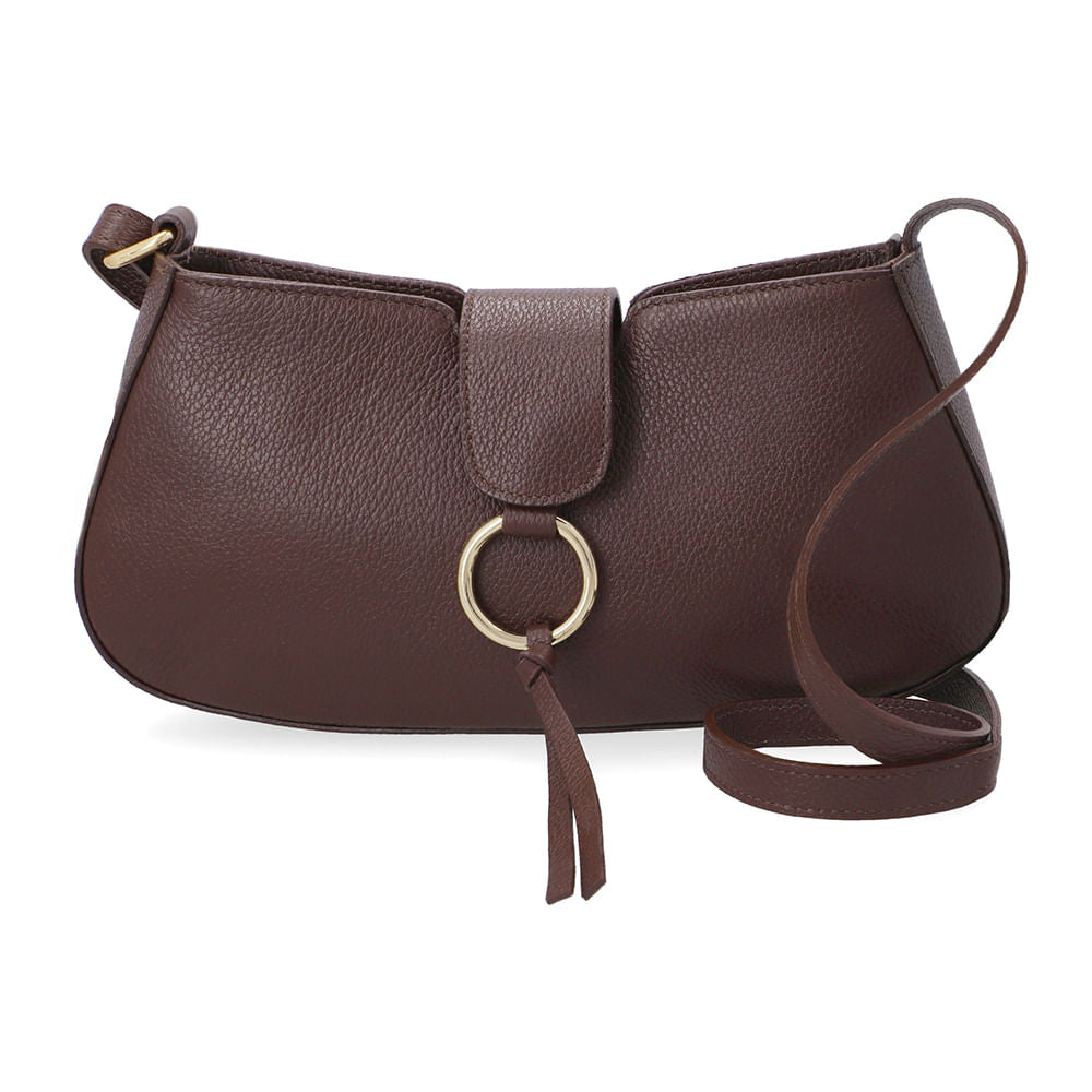 Bolsa Tiracolo Couro Detalhe Pingente