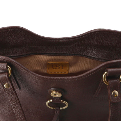Bolsa Shopper Couro Detalhe Pingente