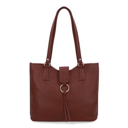Bolsa Shopper Couro Detalhe Pingente