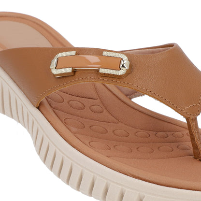 Chinelo Salto Plataforma Couro Enfeite
